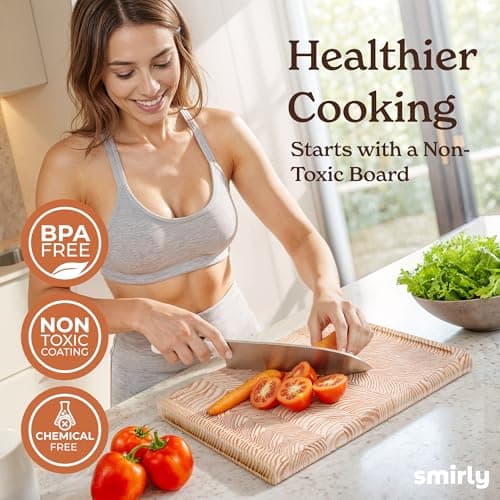 Smirly Non Toxic Larch Cutting Boards for Kitchen [1.2" Thickness][17"Extra Large] Cutting Chopping Board with Deep Juice Groove Heavy Duty & Easy Clean - Thumbnail 6
