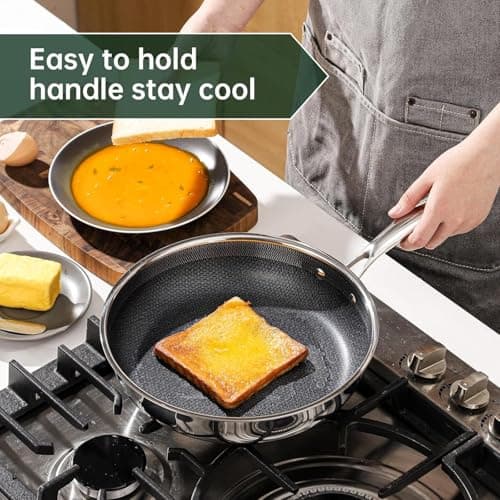 housmat 10-Inch Nonstick Frying Pan, PFOA-Free Hybrid Skillet with Stay-Cool Handle & Oven Safe Dishwasher Safe, Compatible with All Stovetops Including Induction for Eggs, Pancakes, Steak - Thumbnail 4