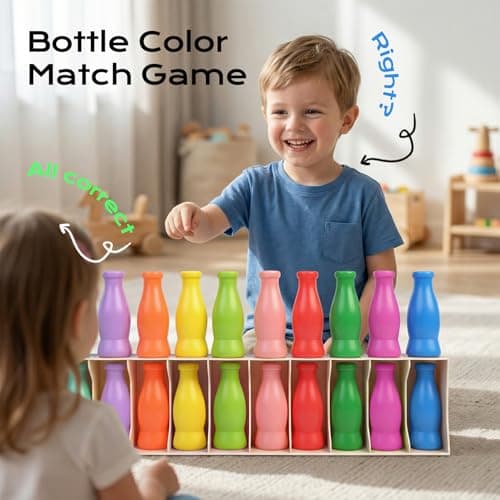 Foleto Bottle Flip Challenge Game, Color Match Interactive Sorting Toy with 20 ABS Bottles, Dual-Mode Brain Training Game Portable Party Family Group Challenge - Thumbnail 6