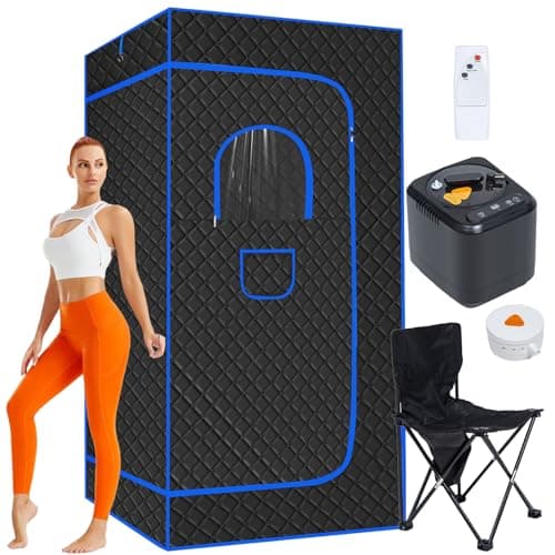 Mirrostory Portable Steam Sauna for Home, Full Body Sauna Box, Personal Sauna Steam Sauna Tent at Home Spa with 3L 1200W Steamer, Home Saunas Room for Gym, Pilates, Garage, Size of 71"x36"x36"(Black) - Image 1