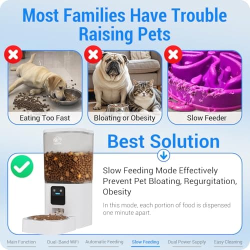 Automatic Cat Feeder with 5G WiFi: Automatic Dog Feeder with Slow Feed & Smart APP Control, 7L Timed Auto Cat Food Dispenser with Alexa for Pets, Detachable for Easy Cleaning - 29 Cups - Thumbnail 5