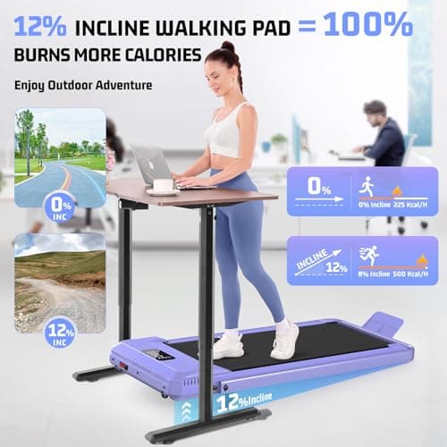 FUNMILY Foldable Walking Pad with Handle Bar, 4 in 1 Under Desk Treadmill with Incline, 2025 Upgraded Smart Folding Treadmill for Home/Office, 300 lbs Weight Capacity, Ultra-Quiet - Thumbnail 2