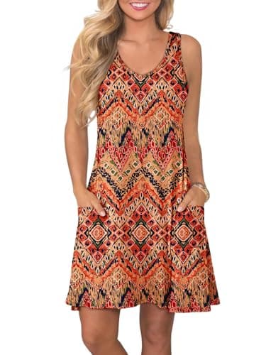 ATHMILE Womens Summer Dresses V Neck Sleeveless Tank Sundresses Beach Vacation Casual Clothes with Pockets - Image 1