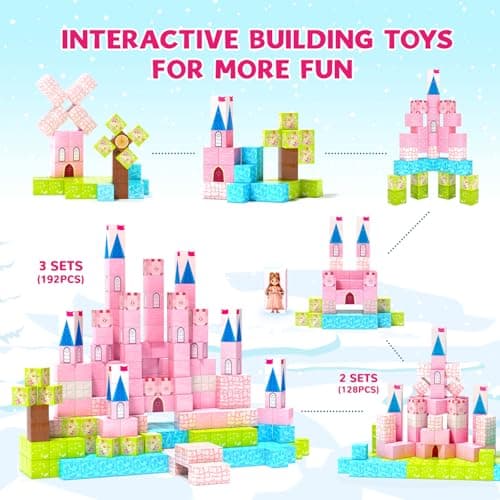 Hiwawind Magnetic Blocks Princess Toys - Easter Gifts for Kids - Princess Castle Building Blocks,Birthday Gifts for Girls, Toys for 3 4 5 6 7 8 Year Old Girls Boys, Preschool Toddlers Travel Toys - Thumbnail 2