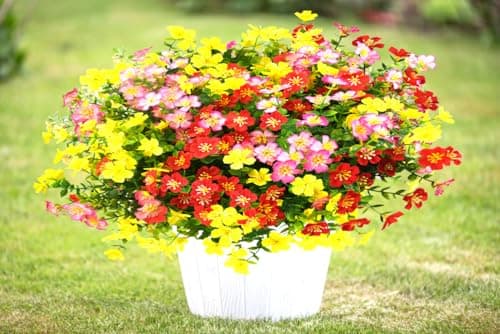 trytuny Artificial Flowers for Outdoor, UV Resistant Realistic Fake Flowers and Faux Plants for Indoor Outdoor, Garden Patio Porch Window Box Decor All Year - Thumbnail 4