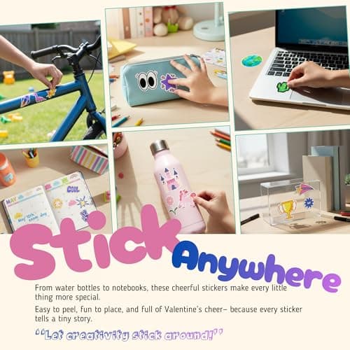 Poatel Valentines Day Cards for Kids School, 48 Kids Valentine Cards with 200 PCS Stickers, Fun Valentines Classroom Exchange for School, Valentines Party Favors - Thumbnail 6