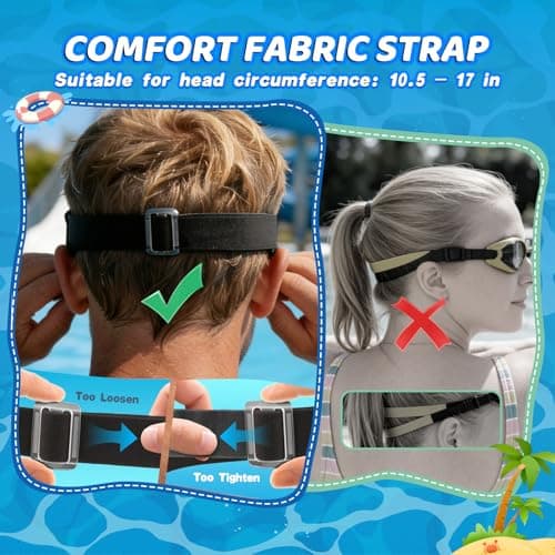 Aegend 2PCS Adult Swim Goggles with Fabric Strap, Kids Swimming Goggles Wide View No Leaking Pool Goggles for Kid Youth Adult - Thumbnail 2