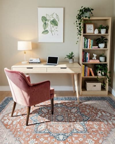 MINIDEAR 4x6 Area Rugs, Small Rugs for Living Room, Washable Rug for Bedroom Non Slip Vintage Rug with Floral Print Carpet Mat for Home, Orange