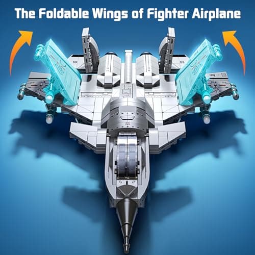 J-15 Fighter Jet Building Kit, 577PCS Military Aircraft Model for Boys 8–12, Army Airplane Toy with Foldable Wings & Tail, Clear Cockpit, Dual-Engine Jet, STEM Construction Blocks for Teens & Adult - Thumbnail 4
