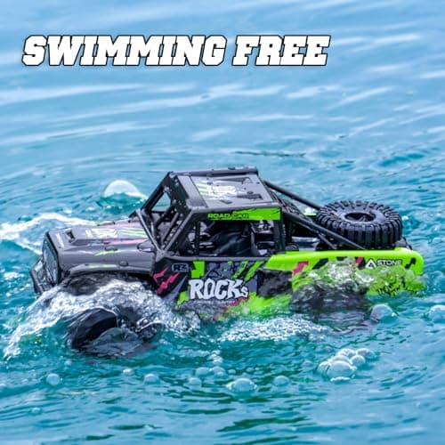 KB KAIBO Q191 1:16 Amphibious Remote Control Car - Waterproof All Terrain RC Monster Truck for Kids, 50+ Min Play with 2 Batteries, 2.4Ghz 4WD Off-Road Toy for Boys Girls 6-12+ (Gift Idea)-Green - Thumbnail 2