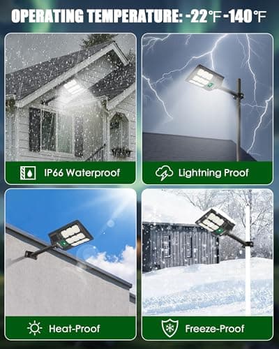 Mcfacesun Solar Lights Outdoor 12000LM -6500K Solar Street Light, IP66 Waterproof Outdoor Flood Lights with Motion Sensor & Dusk to Dawn, led solared Street Light Easy Installation, Pack of 2 - Thumbnail 6