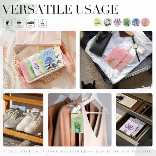 HOMELLAX Vanilla Scented Sachet Bags - 12 Pack Closet & Drawer Freshener, Long Lasting Odor Eliminator for Wardrobes, Cars & Storage, Home Fragrance Air Freshener Sachets - Thumbnail 6