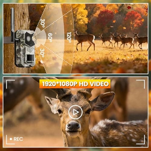 SYCAMTC Trail Camera, 4G Cellular Dual Lens Trail Cameras 2.7K, 0.2s Fast Trigger Speed, Game Camera with Full Color Night Vision, No Glow IR, Motion Detection, No WiFi Needed, IP 65 Waterproof - Thumbnail 6