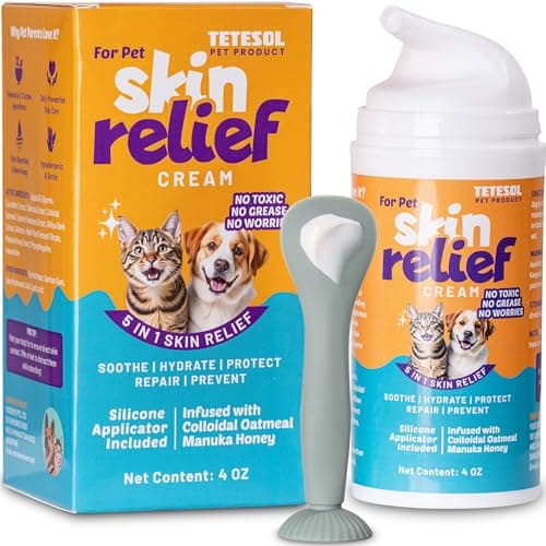 Tetesol Dog Itchy Skin Relief Cream Hot Spot Treatment, Dogs Balm Rapid Healing Dry Itchy Skin with Colloidal Oatmeal Manuka Honey- 100g Lotion with Applicator - Image 1
