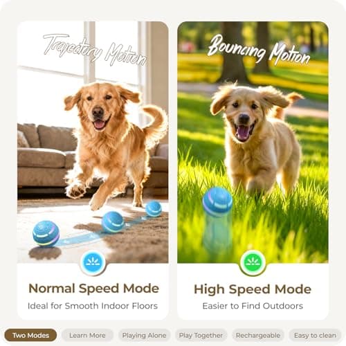 Apasiri Interactive Dog Toys: Automatic Moving Dog Balls with LED Lights, Puppy Toy to Keep Them Busy, Duraspin Dog Ball for Small,Medium,Large Dogs, Dog Toys for Aggressive Chewers,Rechargeable(Blue) - Thumbnail 2