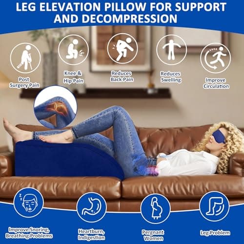 Inflatable Leg Pillow for After Surgery – Leg Elevating Pillow for Back Support,Swelling & Circulation,Portable Wedge Pillow for Leg Support,Travel,Recovery,Knee Surgery,Back Pain & Everyday Comfort - Thumbnail 2