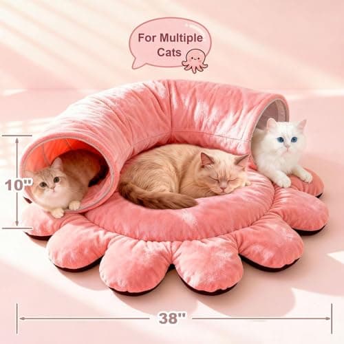 VIEFIN Cat Tunnel Bed with 20 Cat Toys, Collapsible Play Tunnel for Indoor Cats, Kitten Toys for Indoor Kittens, Octopus Shaped - Thumbnail 6