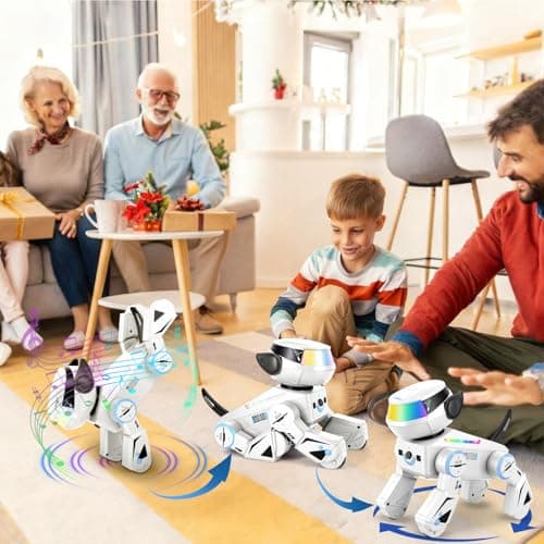 Blorkbuy Smart Robot Dog for Kids,Interactive Robotic Puppy,Touch Sensor,Programmable Actions, Dancing &Singing, LED Eyes, Rechargeable Battery, Gift for Boys & Girls Ages 6-12 (White) - Thumbnail 5