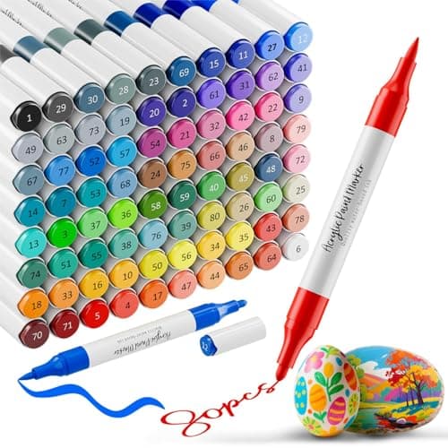 WELLOKB Acrylic Paint Markers, 80 Colors Acrylic Markers Dual Tip Paint Pens for Fabric, Painting Rocks, Wood, Glass, Coloring Books, Ceramic, DIY Crafts Art Supplies Gift for Her, Adults - Image 1