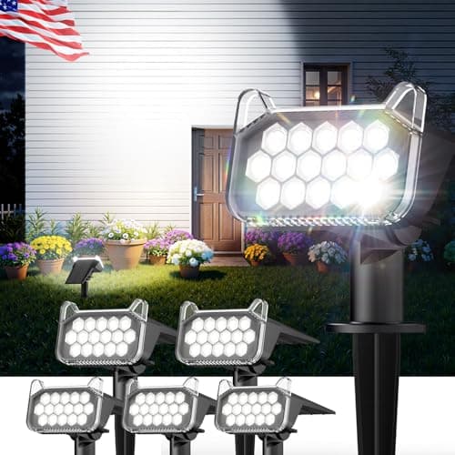 WdtPro Solar Spot Lights Outdoor Waterproof, 6 Pack, Bright Solar Landscape Lights with Extra-Large LEDs, 3 Modes Spotlights, Solar Powered Light for Yard Garden Pathway Wall, Cool White