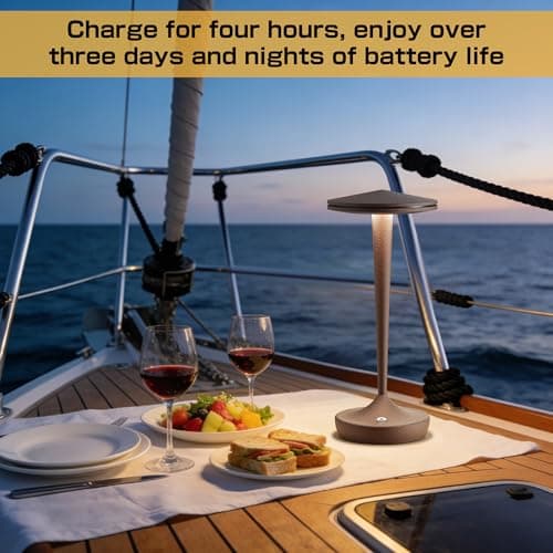JALVDE Cordless Table Lamp Rechargeable,Outdoor Table Lamps LED,IP54 Waterproof 6000mAh Battery Operated Lamp 3 Color Adjestable Stepless Dimming Table Lamps for Restaurant Dining Patio (2PRust) - Thumbnail 5