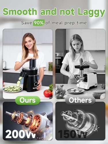 Electric Cheese Grater with Salad Shooter, 3 in 1 Food Chopper & Electric Vegetable Slicer. 200W Motor, 3 Blades, Comes with Safety Push Bar, Dishwasher Safe for Home Kitchen (Black) - Thumbnail 5