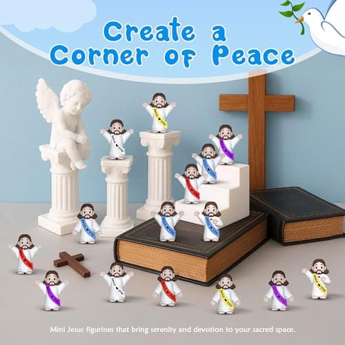 Imerance 100 Pcs Little Jesus Figures，Mini Jesus Figurines Tiny Statues for Easter Egg Stuffers to Hide and Seek Sunday School Religious Party Share （Multicolor） - Thumbnail 5