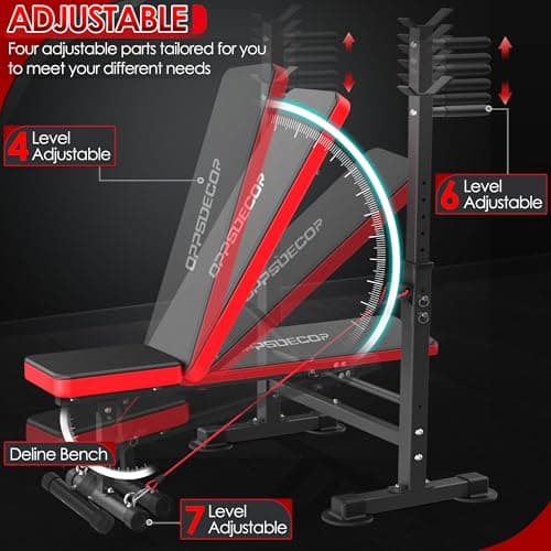 OPPSDECOR 900LBS All in One Weight Bench Set with Squat Rack Adjustable Workout Bench with Leg Developer Preacher Curl Rack Fitness Strength Training Bench for Home Gym - Thumbnail 3