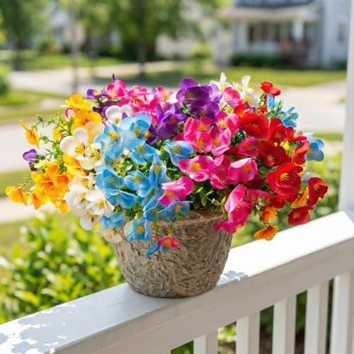 trytuny Artificial Flowers for Outdoor, Realistic Faux Plants for Outside Indoor Porch Patio Window Box Planter Home Decor (12Pcs Mixed Color) - Image 1