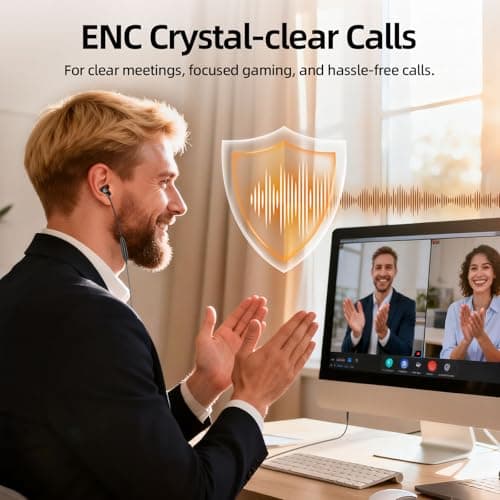 BYZMODLX ENC Noise Cancelling Wired Earbuds, Hybrid Driver Wired Headphones with 3.5mm Jack, Microphone Hands-Free Calls in-Ear Headphones for iPhone 16/15/PC - Thumbnail 3