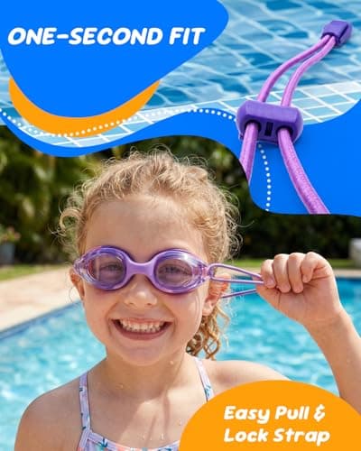 Aegend Swim Goggles for Kids Age 3-8 (Purple) - Thumbnail 2