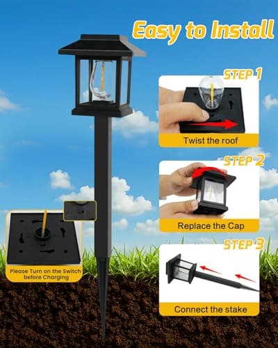 16-Pack Solar Lights Outdoor (Extra-Bright & Auto On/Off), Solar Powered Garden Lights, Outdoor Waterproof Solar Pathway Lights for Patio, Path, Yard, Landscape, Driveway, Walkway Decor (Warm White) - Thumbnail 6