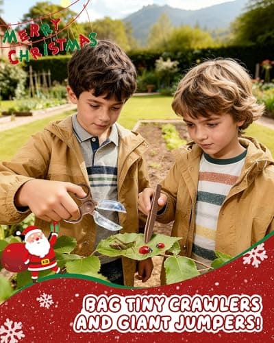 CUUCUVA Bug Catcher Kit for Kids Outdoor Explorer Kit with Insect Cage, Observation Box, Magnifying Glass, 8 Toy Bugs, Net & 10 Cards, STEM Educational Toys Gifting for Boys & Girls Ages 3+ - Thumbnail 6