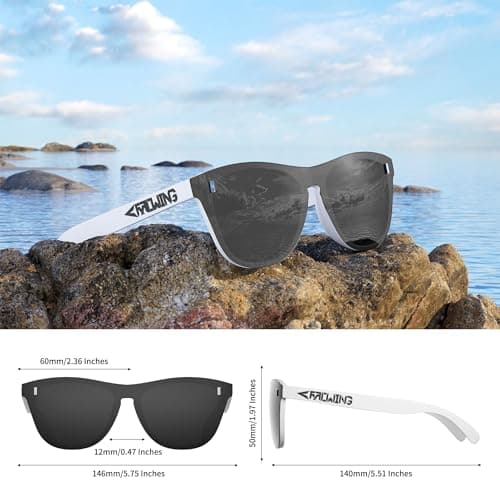 ROCKNIGHT HD Driving Polarized Sunglasses Men UV400 Protection Grey Flat Lens Stylish Shades White Retro Sunglasses - Thumbnail 3