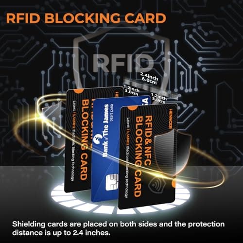 RFID Blocking Card, NFC Debit Credit Card Passport Protector, Entire Wallet Protection Blocker Set for Men & Women, Smart Slim Design Perfectly fits in Wallet and Purse (Blackorange, 4) - Thumbnail 3