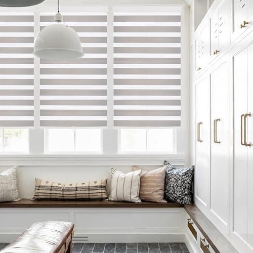 GHV Cordless Zebra Blinds for Windows Free-Stop Shades Light Filtering Dual Layer Light Control for Day and Night (Gray, 28 in (W) x 64 in (H)) - Thumbnail 6