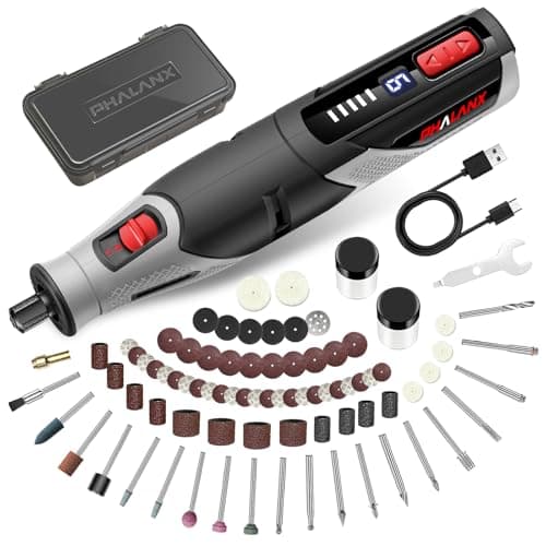 PHALANX 4V Cordless Rotary Tool Kit with 80 Accessories, 28000 RPM, 9-Speed, 4000mAh Battery, Rotary Tool with Digital Display for Cutting, Sanding, Polishing, Drilling, Engraving, DIY Crafts (Black) - Image 1