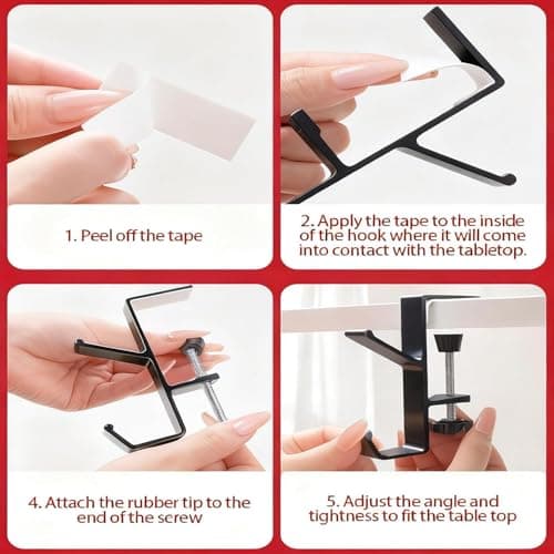 4 Pack Stocking Holders for Mantle for Christmas Decorations,2 in 1 Mantle Garland Holder for Hanging Christmas Stockings,No Drilling Required & Adjustable Garland Hanger, Metal(Black) (4 Black) - Thumbnail 5