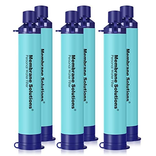 Membrane Solutions Personal Water Filter, Survival Filtration Straw Portable Gear, Emergency Preparedness, Supply for Drinking Hiking Camping Travel Hunting Fishing Team Family Outing (Blue, 6 Pack)