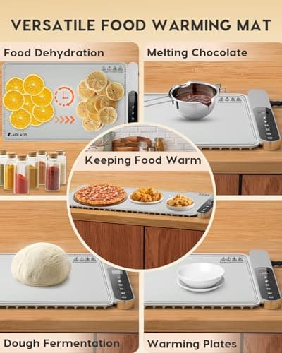 Warming Mat for Food Electric Silicone Fast Heating Chafing Dishes for Parties Buffet with APP Controller 15"x23.6" with 8H Timer & Adjustable Temperature, Light Gray - Thumbnail 5