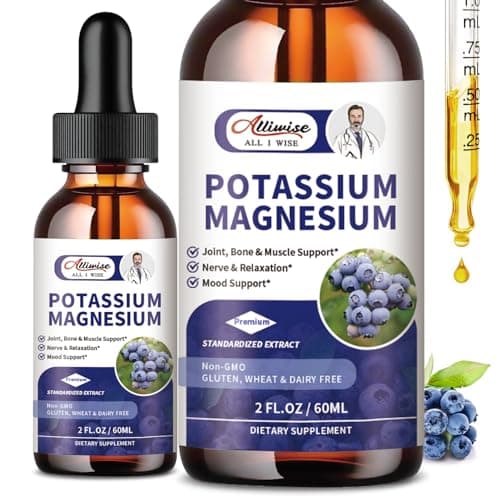 Alliwise 2 Pack Potassium Magnesium Supplement Liquid - High Absorption Calm Magnesium Complex & Potassium Plus Calcium, Vitamin D3, Zinc for Leg Cramps & Bone & Energy & Immune Support - 4 Fl oz - Image 1