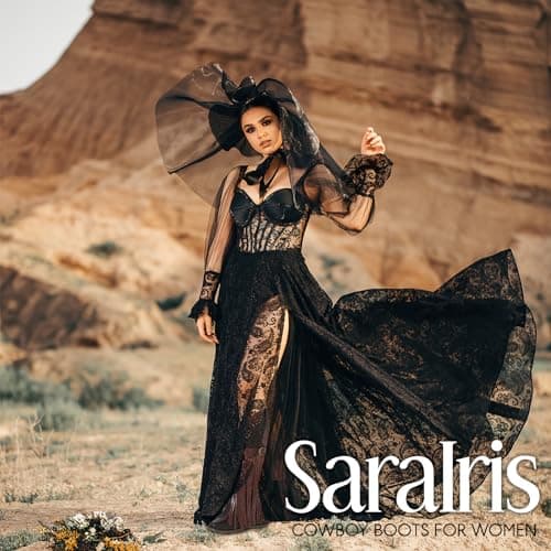 SaraIris Women's Black Cowboy Boots Fringe Boots Knee High Cowgirl Boots Chunky Heel Western Boots Buckle Strap Fashion Pointed Toe Pull On Tassel Boots for Women Size 7.5 - Thumbnail 3