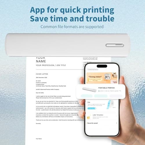 TAGZILO C80 Wireless Printer, Inkless Portable Printer for Travel, Supports A4 8.5 x 11 Inch Thermal Paper, Compatible with Phone & Laptop (White) - Thumbnail 5