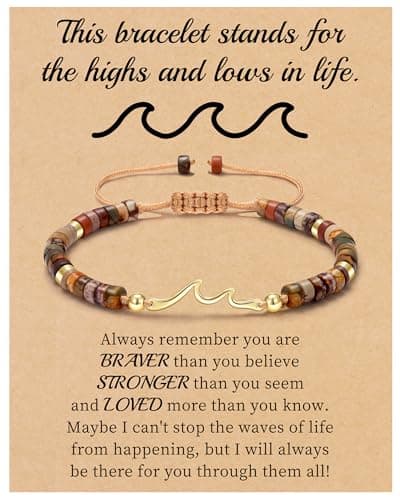 Sistble Get Well Soon Gift Baskets for Women, Inspirational Gifts for Women Wave Bracelet Natural Stone Beaded Bracelets Cheer Up Encouragement Spiritual Always Remember Thoughtful Gifts Jewelry - Image 1
