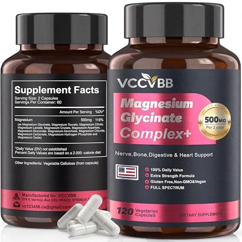Magnesium Complex, Magnesium Glycinate, Elemental Magnesium Supplement with Taurate, Citrate, Orotate & Aspartate, Supports Muscle Relaxation, Heart Health, Sleep & Energy | Vegan (500mg) - Image 1