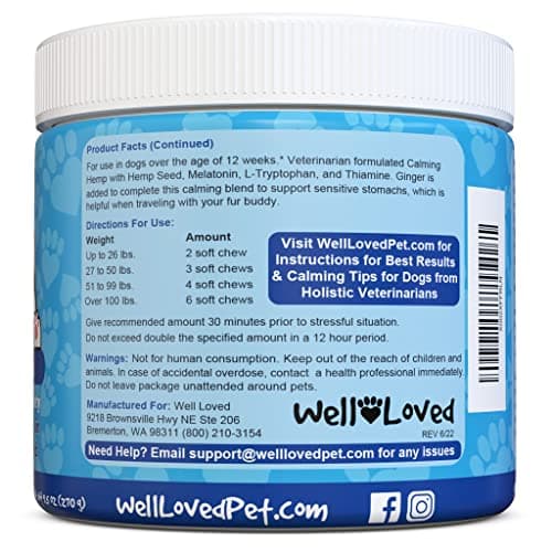 Well Loved Calming Chews for Dogs - Dog Calm Treats, Made in USA, Vet Developed, Behavior Support, Stress, Separation, Fireworks, Travel, Melatonin, Natural & Holistic, 90 Count - Thumbnail 6