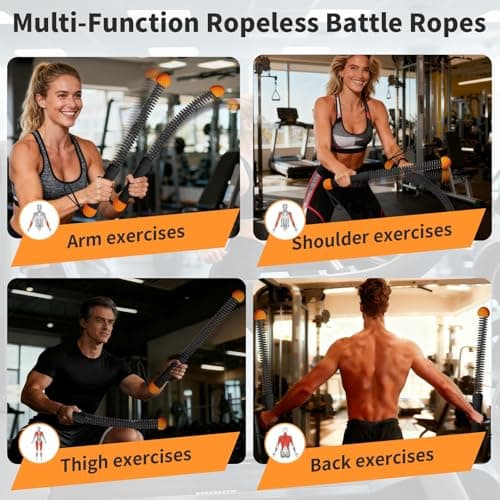Ropeless Battle Ropes Weighted — 2 Pack Portable Cordless Battle Ropes for HIIT & Cardio Full-Body Workout Tool with Non-Slip Spiral Handles, Travel-Friendly Home Gym Equipment for Women & Men - Thumbnail 4