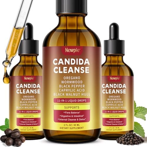 Candida Cleanse Detox for Women & Men - Gut & Parasite Cleanse with Caprylic Acid, Oregano, Black Walnut - Candida Support & Overgrowth Balance, Drops for Gut, Digestive & Immune Support (2 Fl Oz) (3) - Image 1