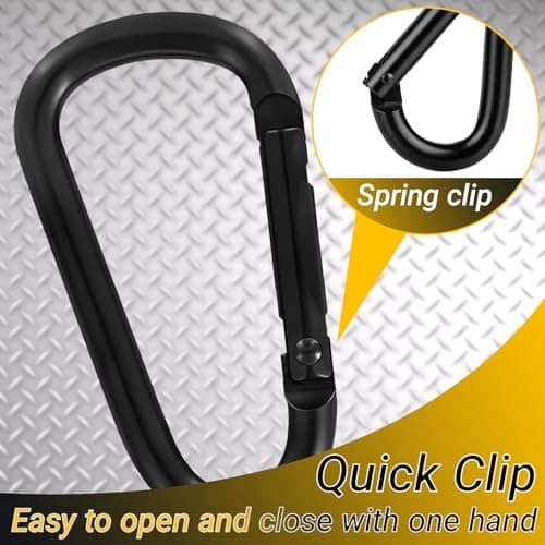 2.36" Inch Heavy Duty Aluminum D Carabiner Clips & Key Rings, 50 Pcs Black Corrosion Resistant Keychain for Keys, Outdoor Sports, Hiking, Camping, Fishing & Hanging Gear - Thumbnail 3