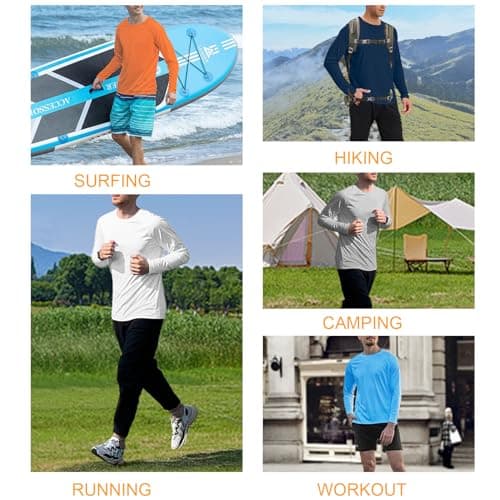 Men's UPF 50+ Swim Shirt Rash Guard Long Sleeve Quick Dry Lightweight SPF Sun Shirts for Hiking Fishing Running White L - Thumbnail 5